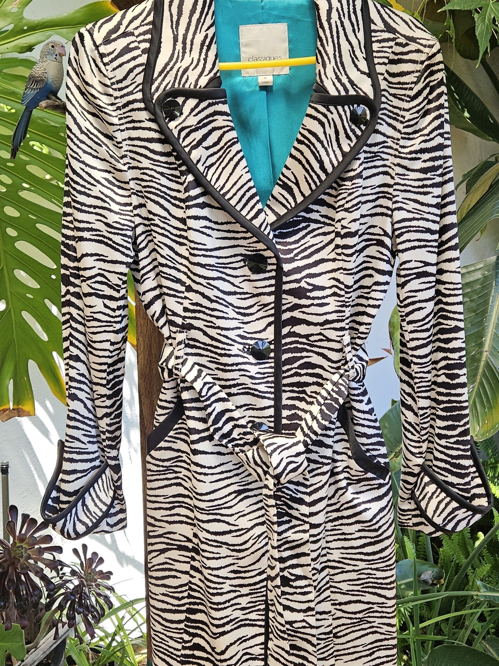 Classiques Entier Black and White Zebra Print Trench Coat